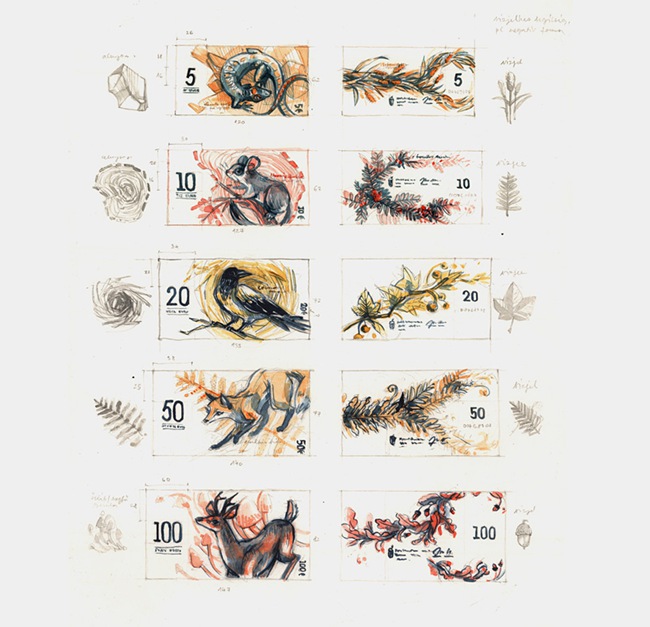 創杰帶你看看動植物手繪風格匈牙利紙幣設計(圖18)